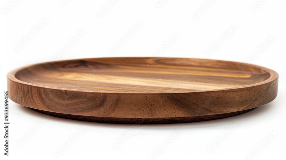 Empty round wooden plate isolated on white background Empty round wooden plate isolated on white background