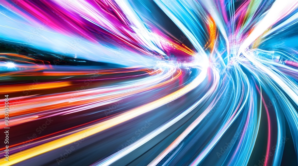Abstract light trails created by moving vehicles at night. Abstract light trails created by moving vehicles at night.