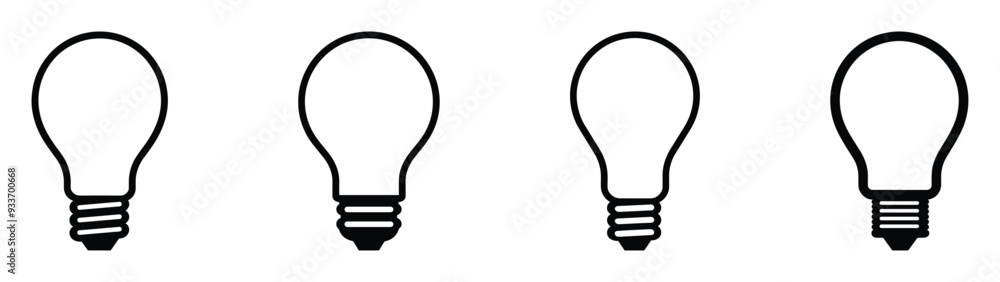 Bulb lamp icons set. Editable stroke. Bulb lamp icons set. Editable stroke.