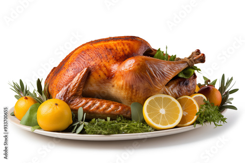 Traditional festive dinner with delicious roasted turkey