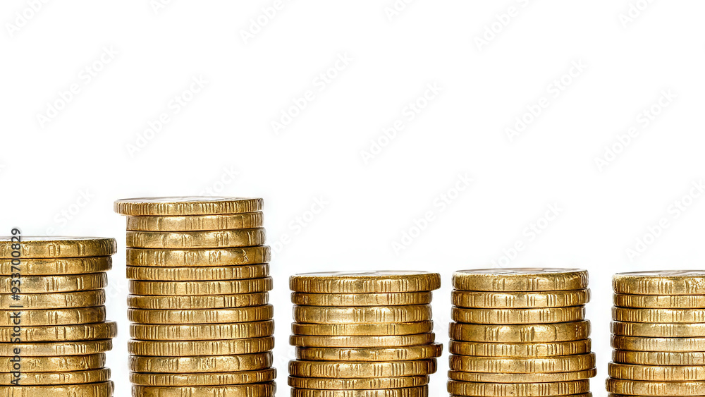stacks of gold coins on a light background stacks of gold coins on a light background