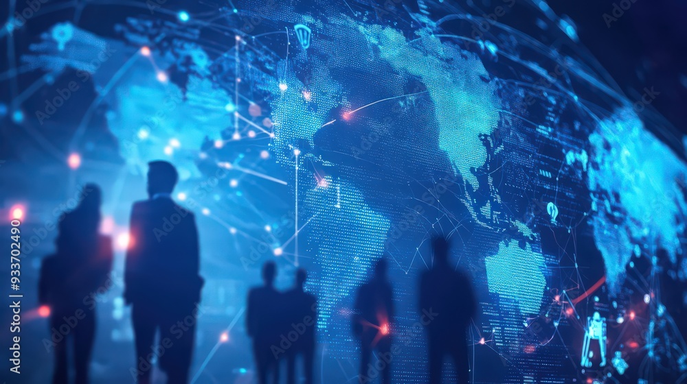 Global business teams in digital organizations focus on seamless data exchange, efficient HR recruitment, Global business teams in digital organizations focus on seamless data exchange, efficient HR recruitment,