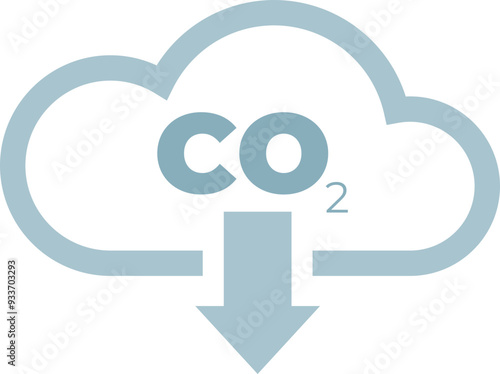 Cloud with CO2 and arrow, symbolizing carbon emissions.