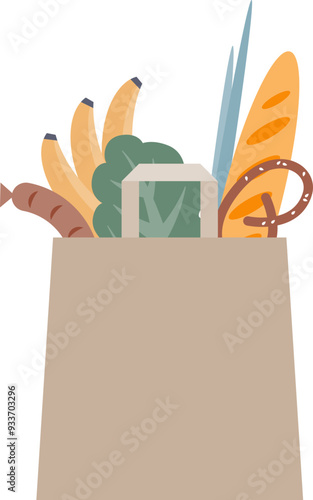 Paper bag with fresh food peeking out, symbolizing the need to consume before expiration.
