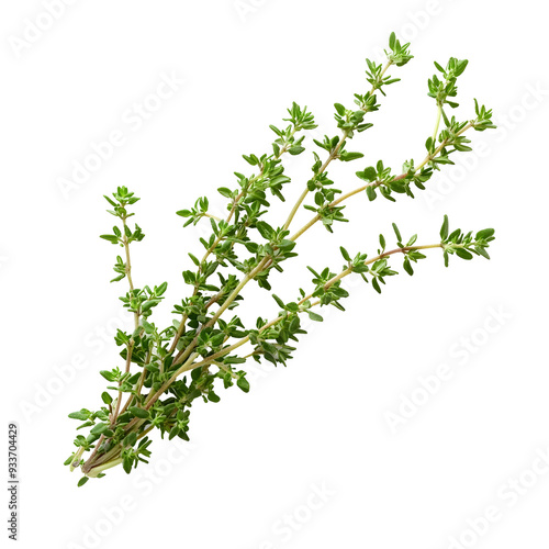 Freshly Harvested Thyme Herb on Plain White background transparent png for Culinary or Medicinal Use