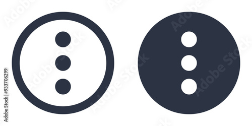 More, Options or Vertical dots simple icons set designed in filled, outline, line and stroke style