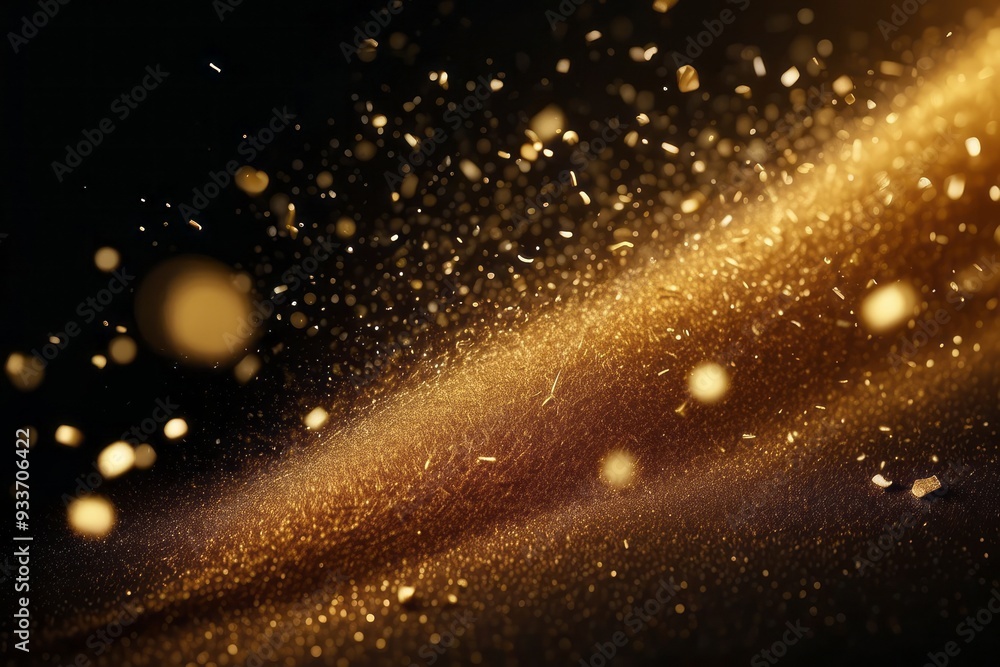 Obraz premium Abstract Background with Golden Glitter and Bokeh Lights
