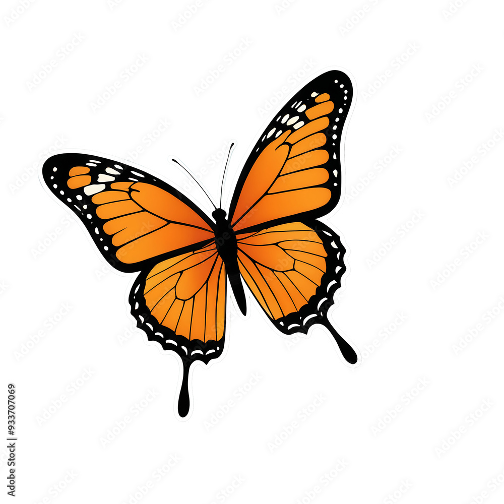 Illustration of an monarch butterfly with white outline and transparent background. Illustration of an monarch butterfly with white outline and transparent background.