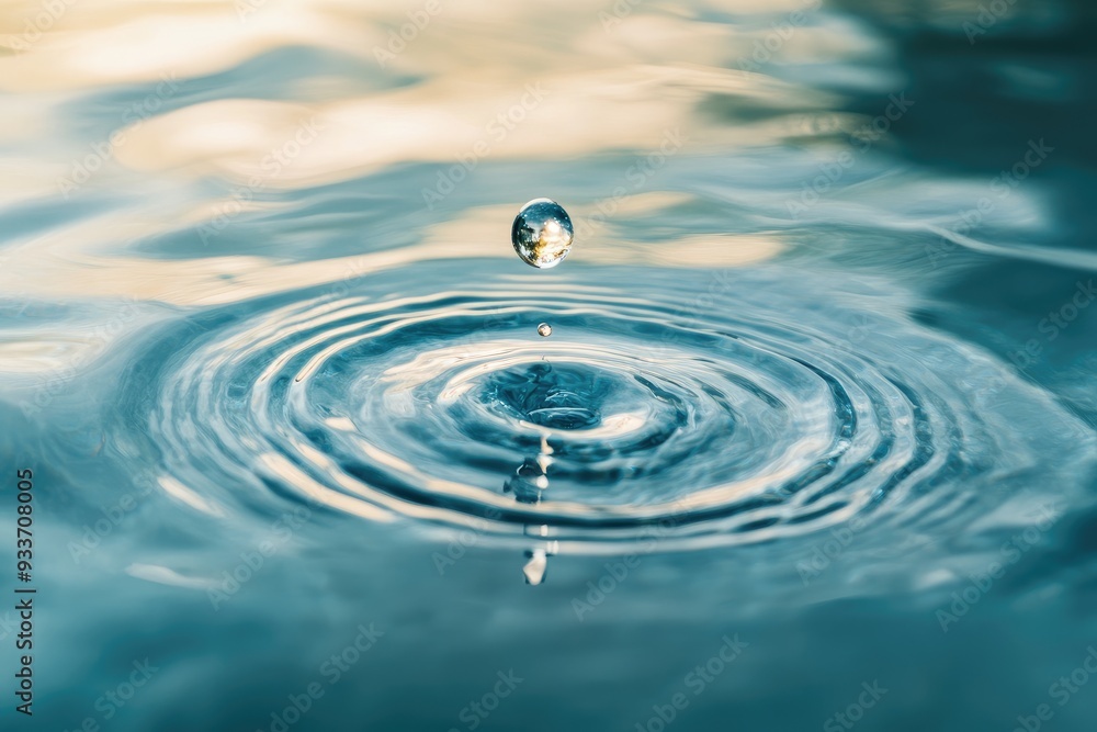 Water Droplet Creating Ripples in Still Water Water Droplet Creating Ripples in Still Water