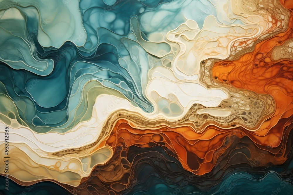 A vibrant abstract organic form that blends fluid, realistic, and fantastical elements. Ultra - detailed textures and bold, dynamic lines create an intricate, captivating composition 