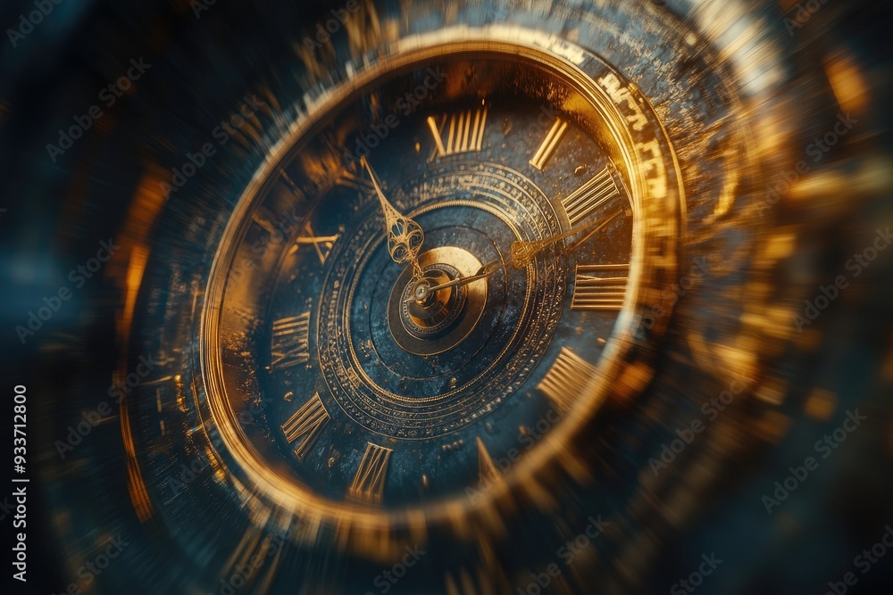 Fototapeta premium Close-up of an Ornate Vintage Clock Face with Golden Accents