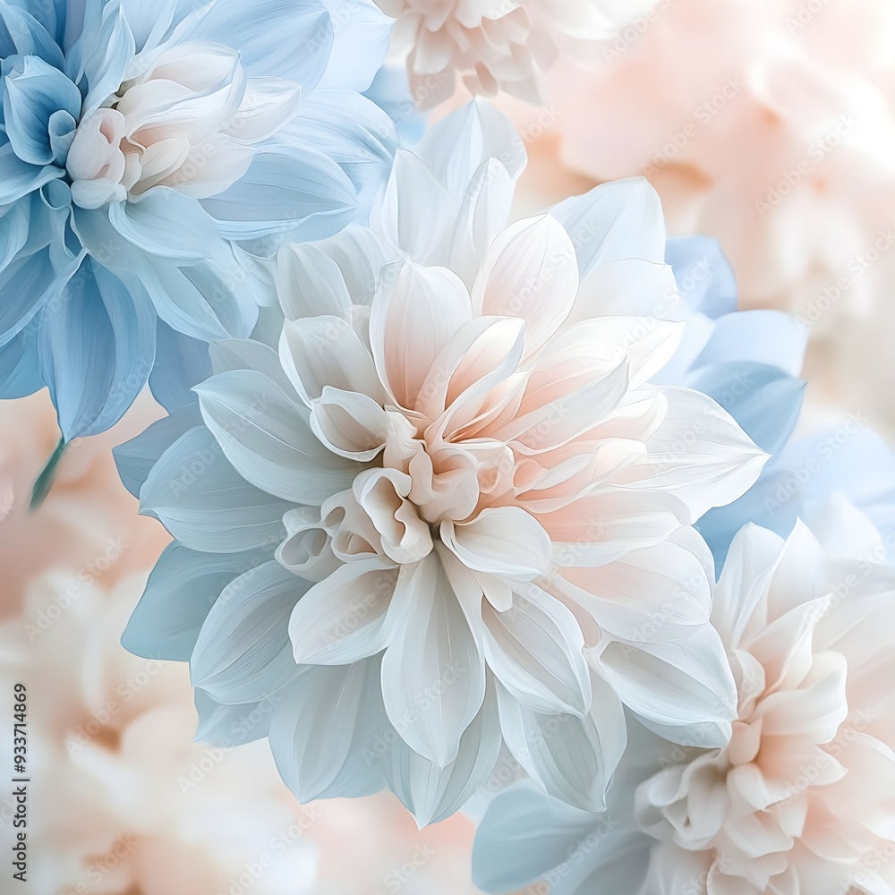 Obraz premium A colorful calm pastel color floral background; aesthetic wallpaper.