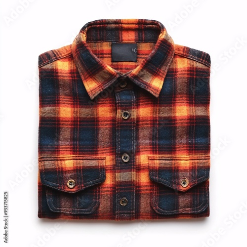 Wallpaper Mural Neatly Folded Flannel Shirt on White Background Capturing Autumn Style and Comfort Torontodigital.ca