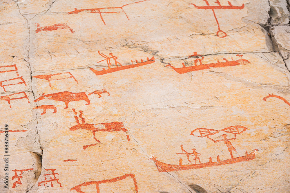 Fototapeta premium samples of the rock carvings inside the World Heritage Rock Art Centre at Alta Museum, Alta, Norway