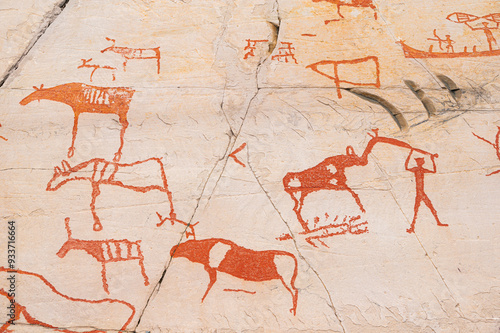 Foto samples of the rock carvings inside the World Heritage Rock Art Centre at Alta M