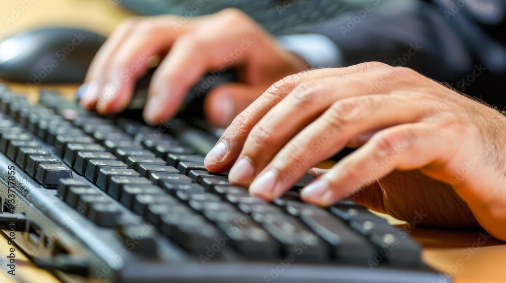 A close-up of hands typing on a keyboard in an office setting, ideal for business, IT, or customer service-related visuals representing productivity and technology use.
A close-up of hands typing on a keyboard in an office setting, ideal for business, IT, or customer service-related visuals representing productivity and technology use.