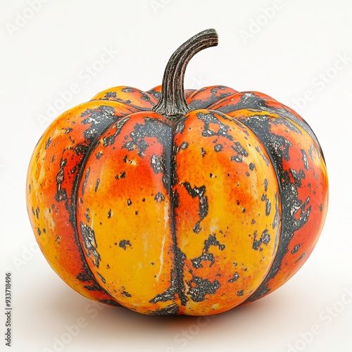 Vibrant Hyperrealistic Pumpkin Showcasing Rich Autumn Colors Isolated on Clean White Backg photo