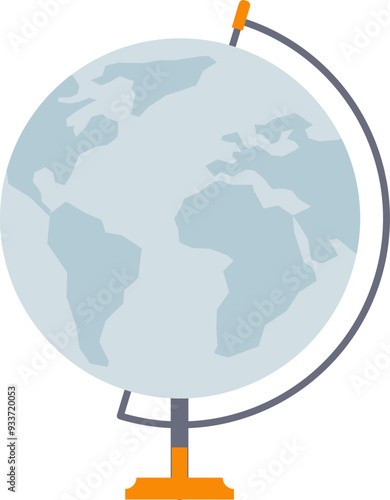 Illustration of a desktop globe with continents, symbolizing global connectivity and geography.