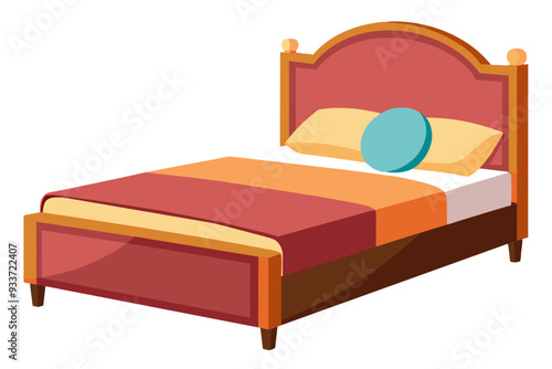  Beautiful sleeping bed vector art illustration 