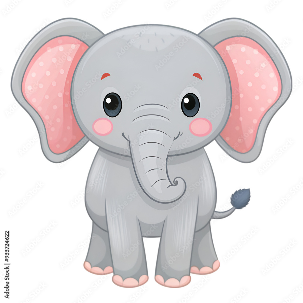 Fototapeta premium Cartoon cute baby elephant sitting