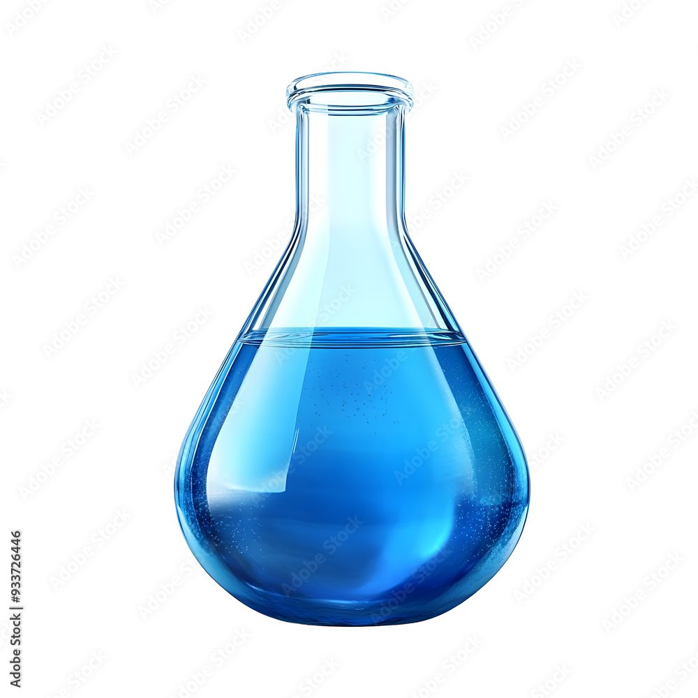 Photo of Transparent Blue Liquid in Glass Flask on Plain Background Photo of Transparent Blue Liquid in Glass Flask on Plain Background