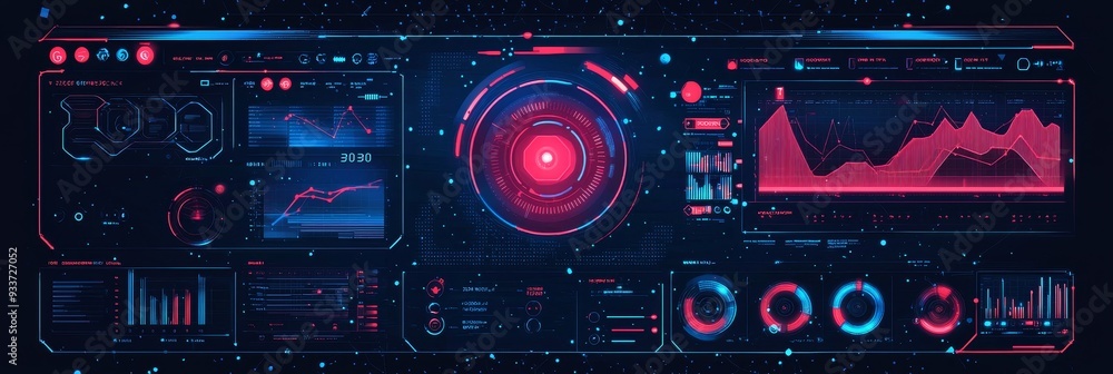 Fototapeta premium Digital sci-fi control panel for technical processes, science, presentations, education and more