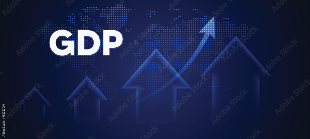 world GDP growth Graph on glowing dotted world map vector poster world GDP growth Graph on glowing dotted world map vector poster