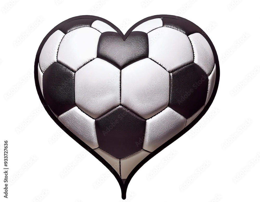 Fußball in Herzform, isoliert Hintergrund, Freisteller, Transparent Fußball in Herzform, isoliert Hintergrund, Freisteller, Transparent