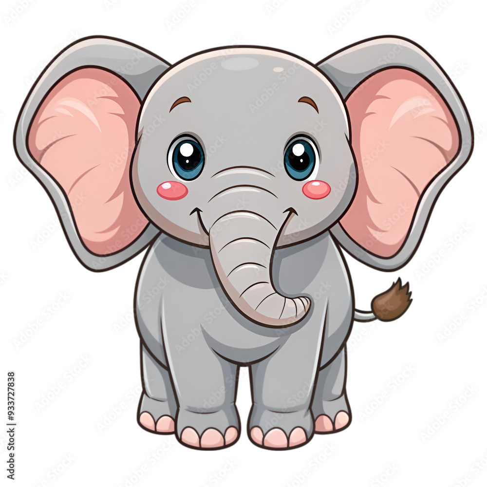 Fototapeta premium Cartoon cute baby elephant sitting