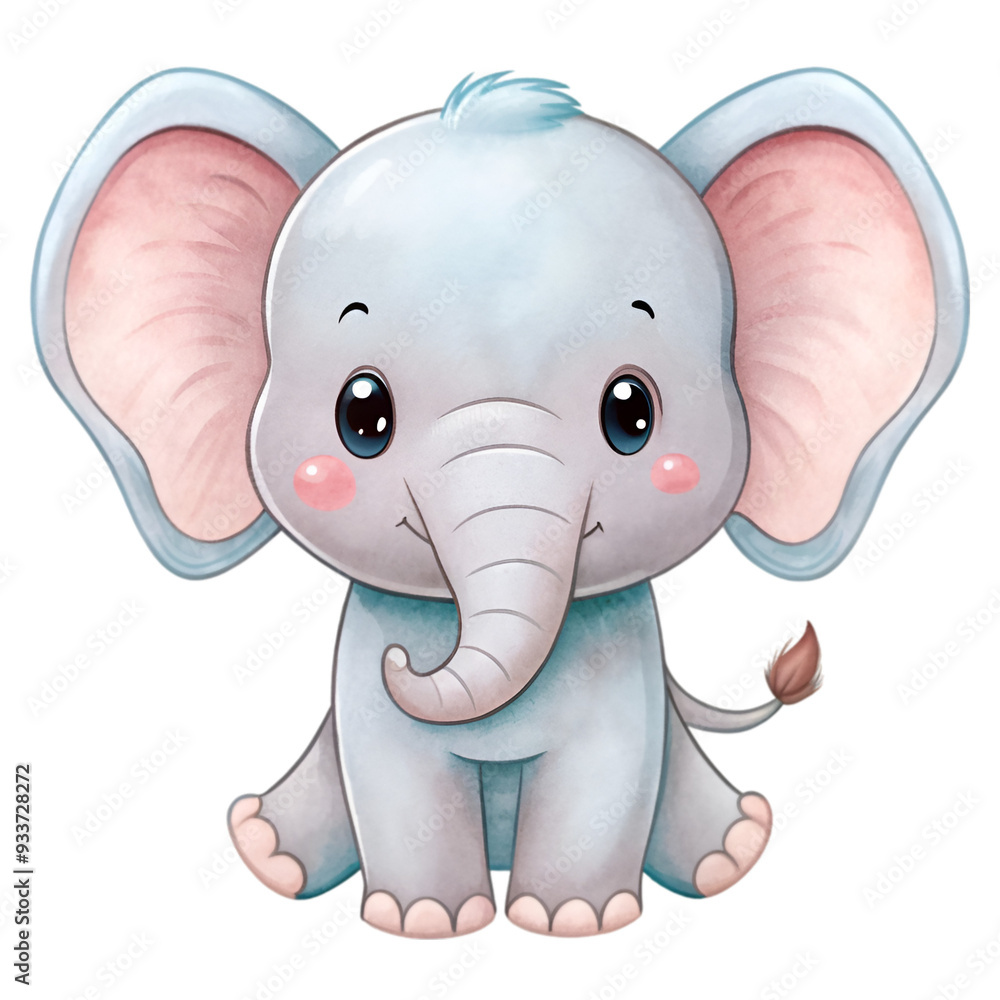 Naklejka premium Cartoon cute baby elephant sitting