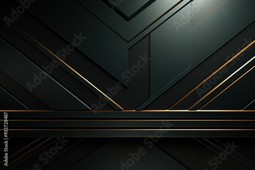 Abstract geometric background with black and gold patterns.