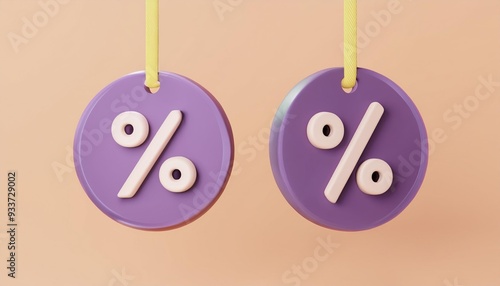 3D image with 2 tags with percentage symbol which symbolizes a discount or sale