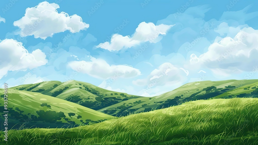 Green Hills and Blue Sky Illustration Green Hills and Blue Sky Illustration