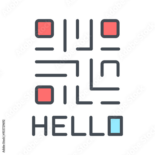 QR Code Text Vector Icon