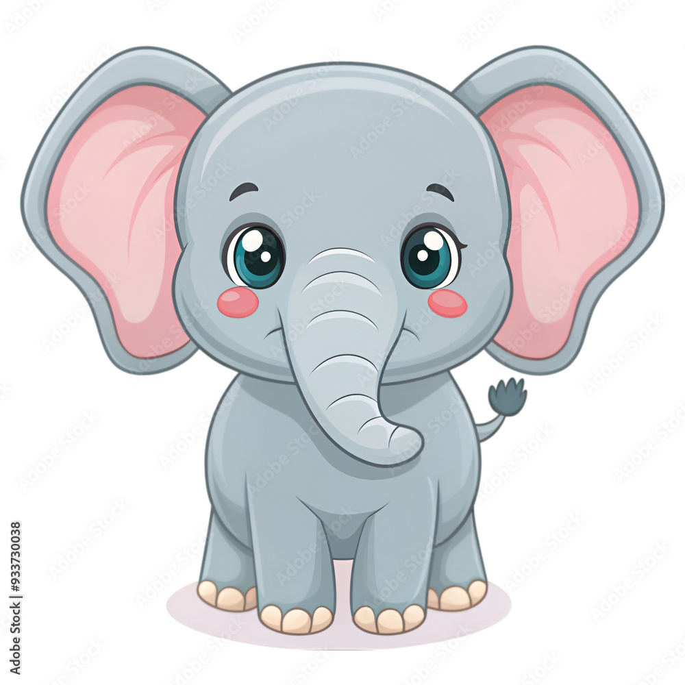 Fototapeta premium Cartoon cute baby elephant sitting
