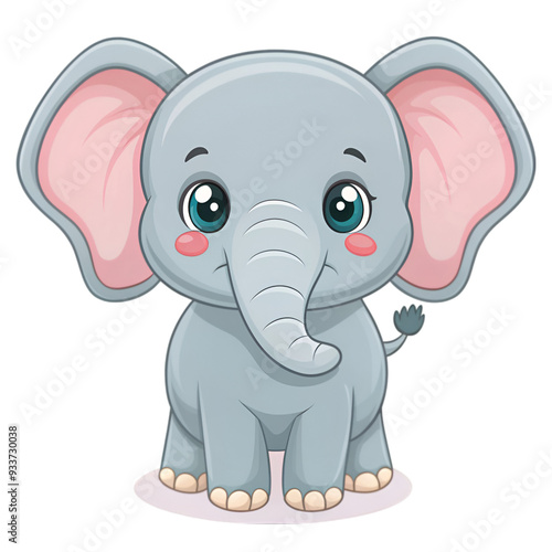 Cartoon cute baby elephant sitting