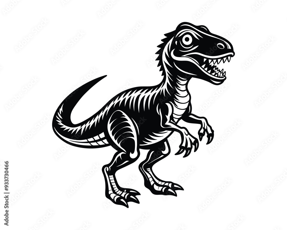 Fototapeta premium Dinosaurs Silhouettes. Vector illustration isolated on white background