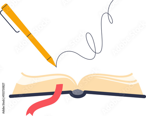 Open diary with a pencil, symbolizing personal writing, reflection, or journaling.