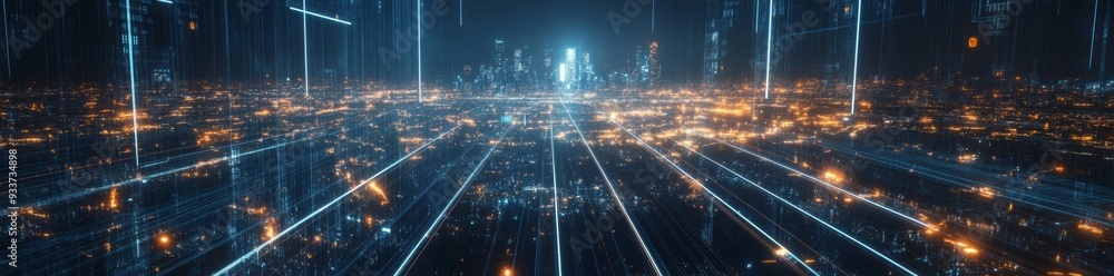 Fototapeta premium Cloud-based 3D data analytics for industrial automation systems