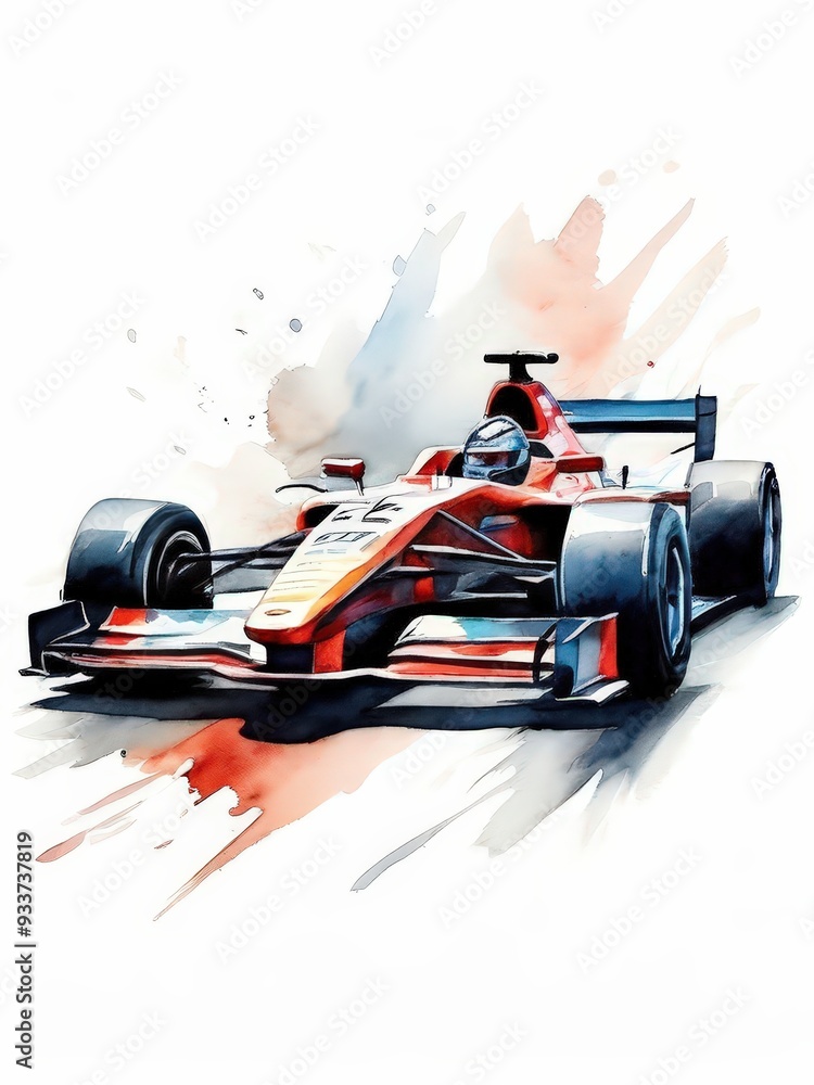 Obraz premium the AI Image Generator, racing car with large wing and splitter against white background