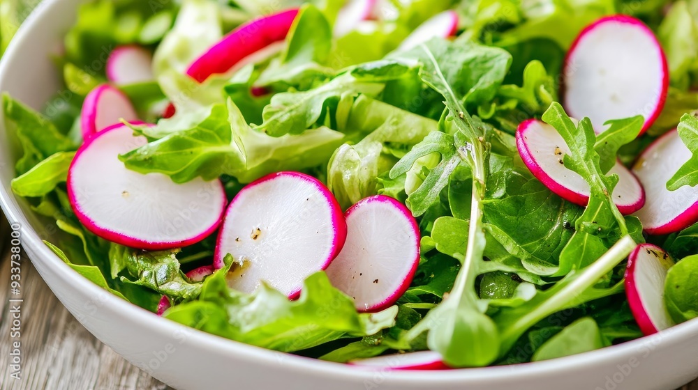 Close-up of a farm-to-table salad with fresh greens and colorful vegetables, organic salad, natural health food Close-up of a farm-to-table salad with fresh greens and colorful vegetables, organic salad, natural health food