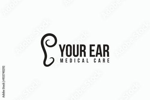 creative line art your ear medical care icon logo design vector illustration with modern, elegant and simple style isolated on white. silhouette ear, listen symbol logo design template