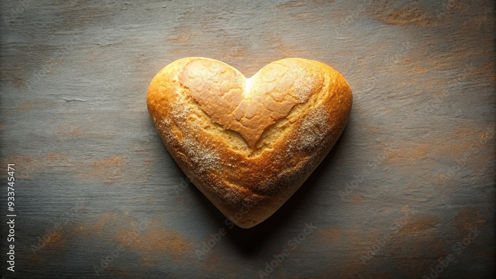 Obraz premium Heart shaped bread on solid background with shallow depth of field, bread,heart, tasty, copy space, heartwarming, love, bakery, white, isolated, shaped, homemade, celebration, romantic