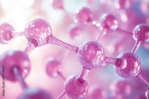 Pink Molecular Bonds: A mesmerizing close-up of delicate pink molecular bonds, each sphere a glistening testament to the intricate beauty of the microscopic world. This image evokes wonder and curiosi photo