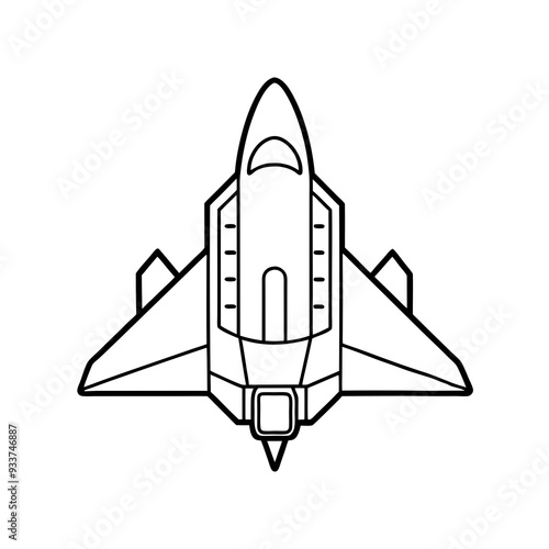 Big space plane military line art vector illustration