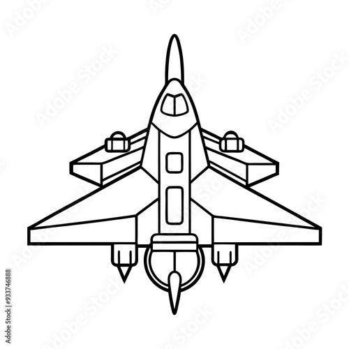 Big space plane military line art vector illustration