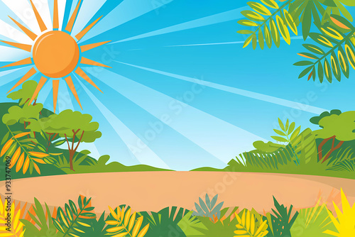 summer landscape with sun background