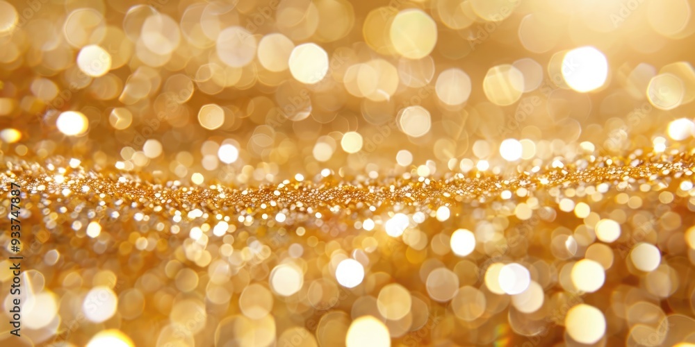 Radiant golden backdrop adorned with shimmering bokeh for festive holiday celebrations Radiant golden backdrop adorned with shimmering bokeh for festive holiday celebrations