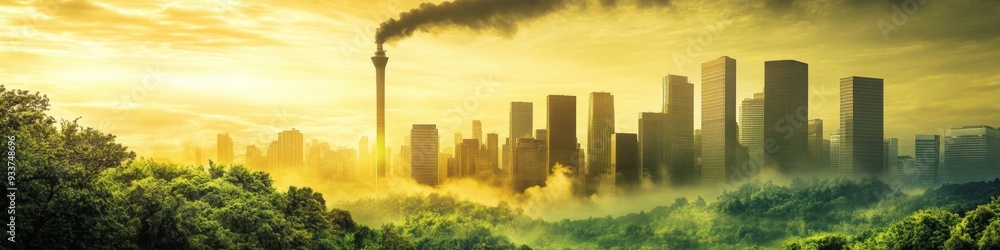 Fototapeta premium Sustainable Future: Abstract Visualization of Carbon Emission Reduction. Creative Pattern Illustrating Green Practices, Renewable Energy, and Climate Change Mitigation. AI-Generated Eco-Friendly Conce
