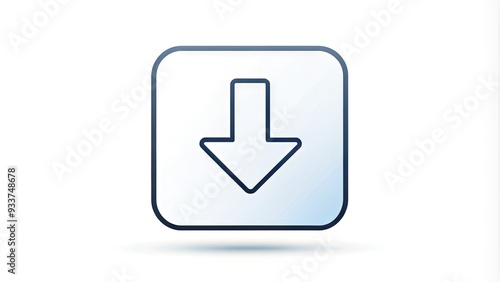 Free Download Sleek, modern downloadable icon with editable stroke, featuring a stylized arrow pointing downwards, symbolizing file transfer or data retrieval, on a clean white background. - GFXLoad